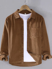 Men's Plus Size Button Up Long Sleeve Shirt Khaki / M