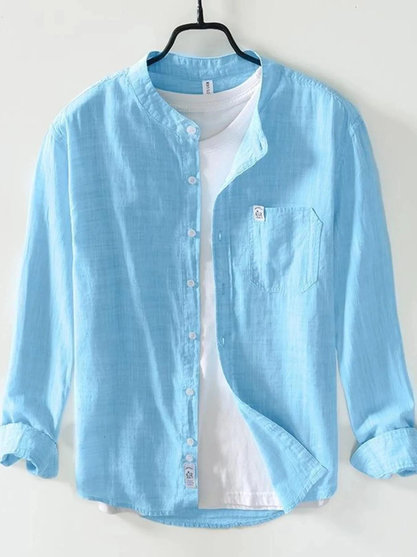 Men's Plus Size Button Up Long Sleeve Shirt Lake Blue / M