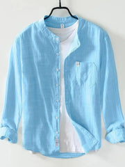 Men's Plus Size Button Up Long Sleeve Shirt Lake Blue / M