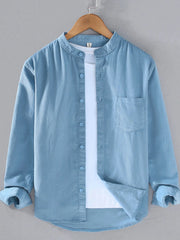 Men's Plus Size Button Up Long Sleeve Shirt Light Blue / M