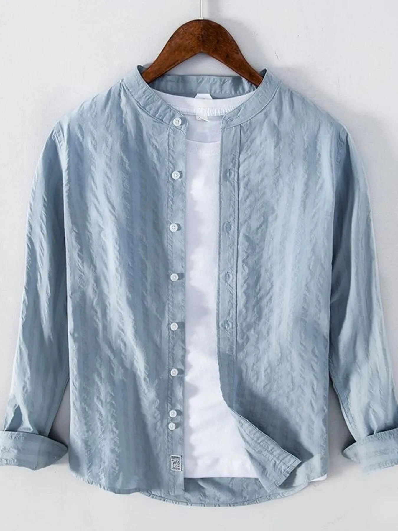 Men's Plus Size Button Up Long Sleeve Shirt Light Blue / M