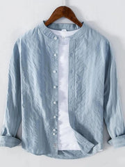 Men's Plus Size Button Up Long Sleeve Shirt Light Blue / M