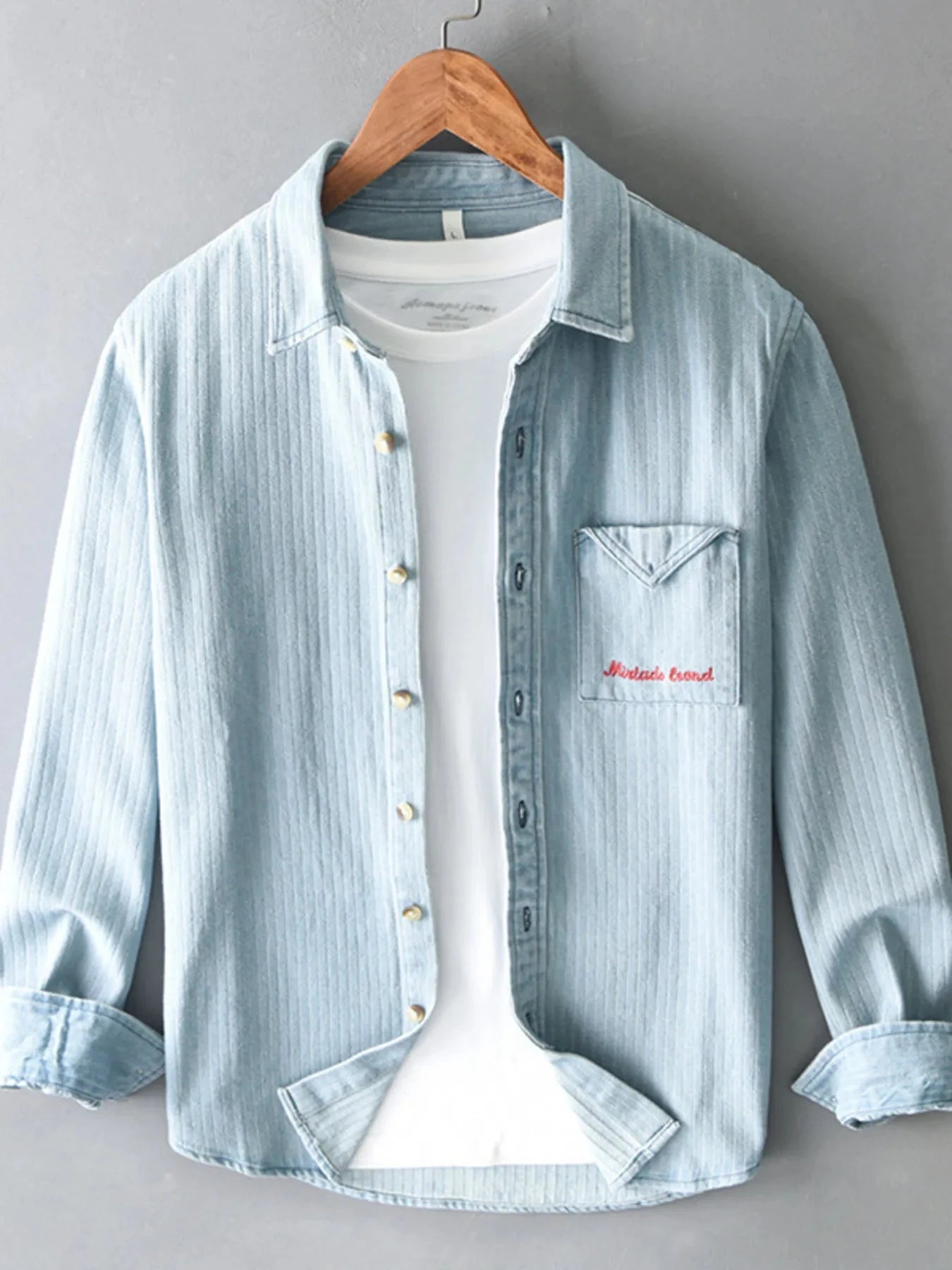 Men's Plus Size Button Up Long Sleeve Shirt Light Blue / M