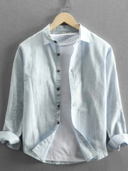 Men's Plus Size Button Up Long Sleeve Shirt Light Blue / M