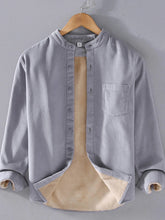 Men's Plus Size Button Up Long Sleeve Shirt Light Gray / M
