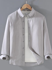 Men's Plus Size Button Up Long Sleeve Shirt Light Gray / M