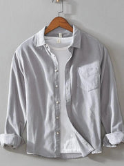 Men's Plus Size Button Up Long Sleeve Shirt Light Gray / M