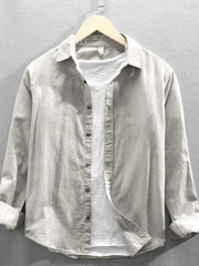 Men's Plus Size Button Up Long Sleeve Shirt Light Gray / M