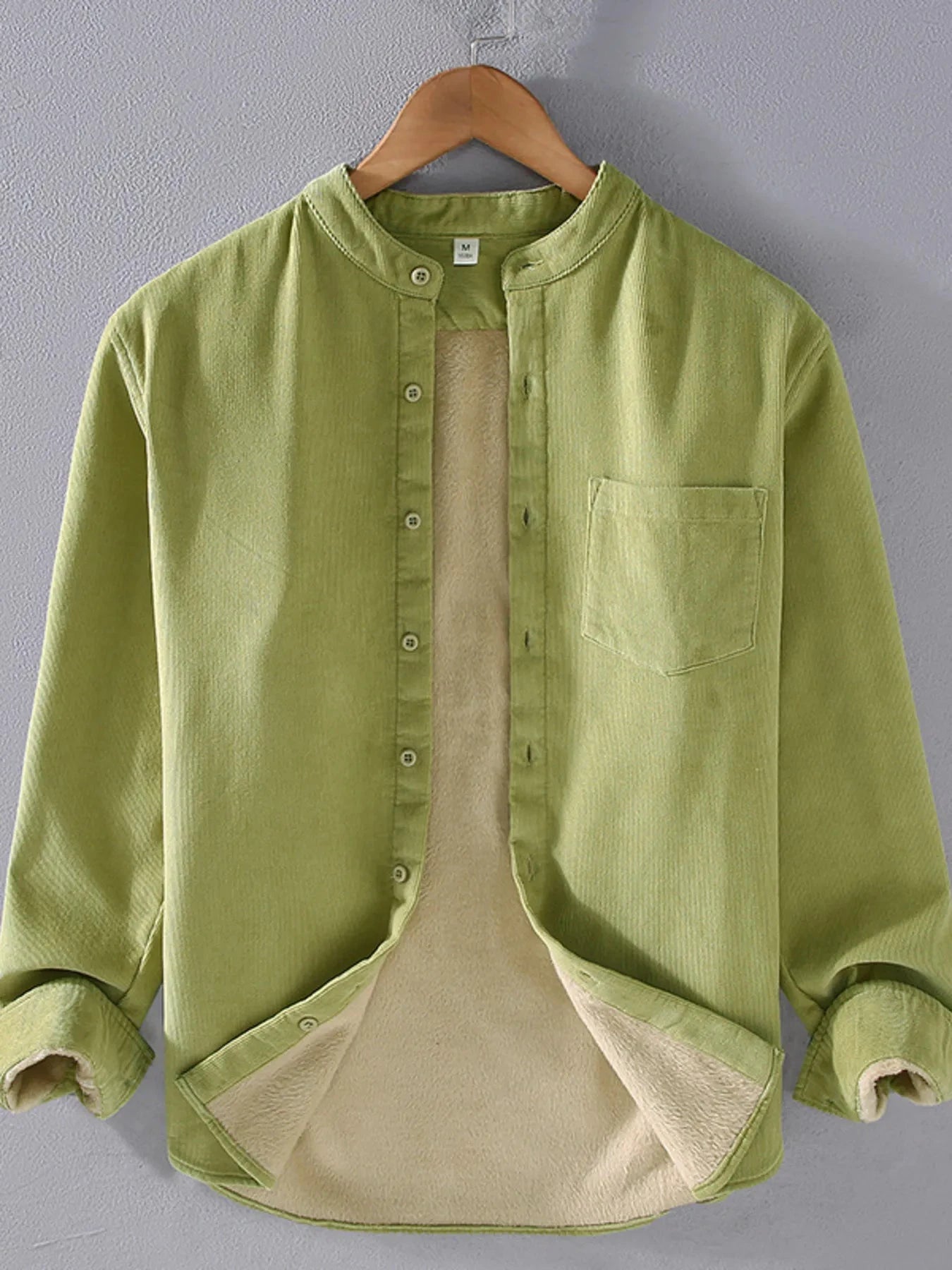 Men's Plus Size Button Up Long Sleeve Shirt Matcha Green / M