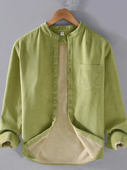 Men's Plus Size Button Up Long Sleeve Shirt Matcha Green / M
