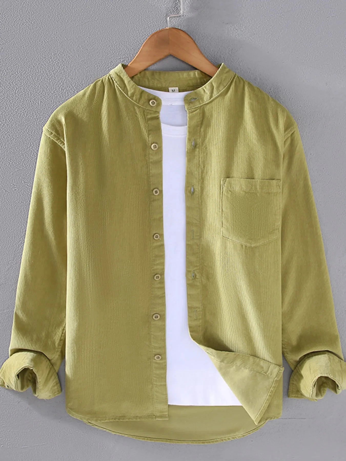 Men's Plus Size Button Up Long Sleeve Shirt Matcha Green / M