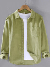 Men's Plus Size Button Up Long Sleeve Shirt Matcha Green / M