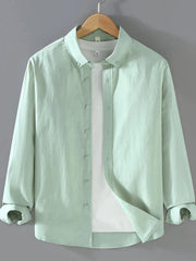Men's Plus Size Button Up Long Sleeve Shirt Mint Green / M