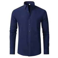 Men's Plus Size Button Up Long Sleeve Shirt Navy Blue / M