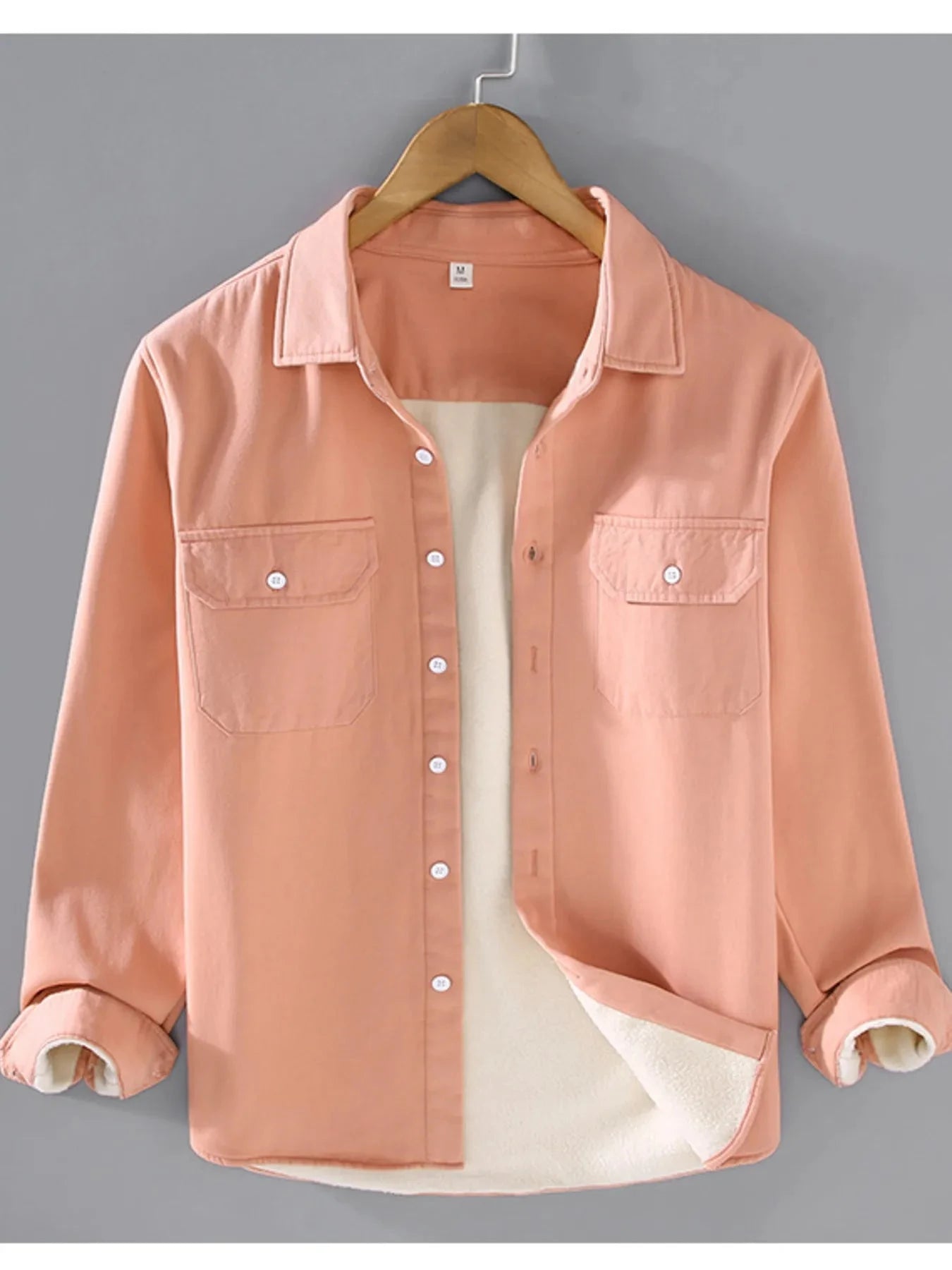 Men's Plus Size Button Up Long Sleeve Shirt Orange Pink / M