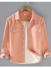 Men's Plus Size Button Up Long Sleeve Shirt Orange Pink / M