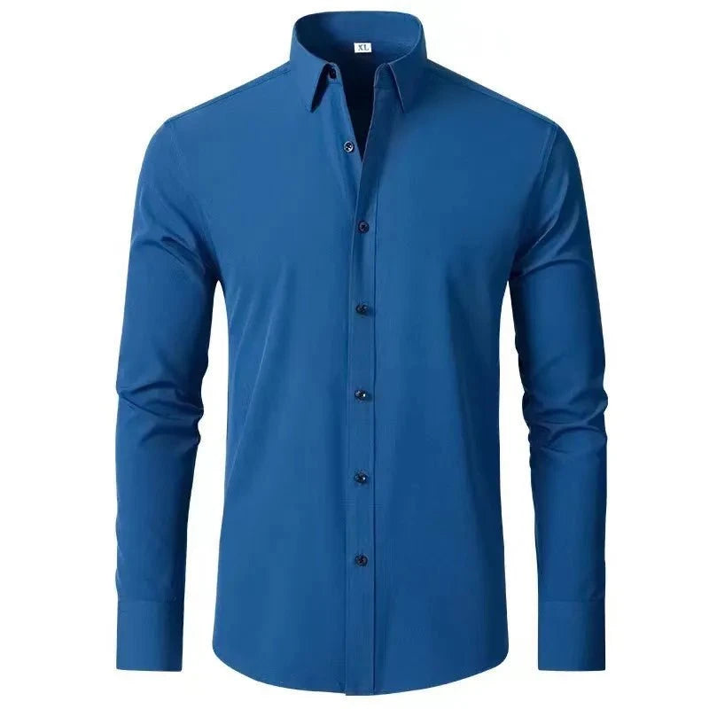 Men's Plus Size Button Up Long Sleeve Shirt Peacock Blue / M