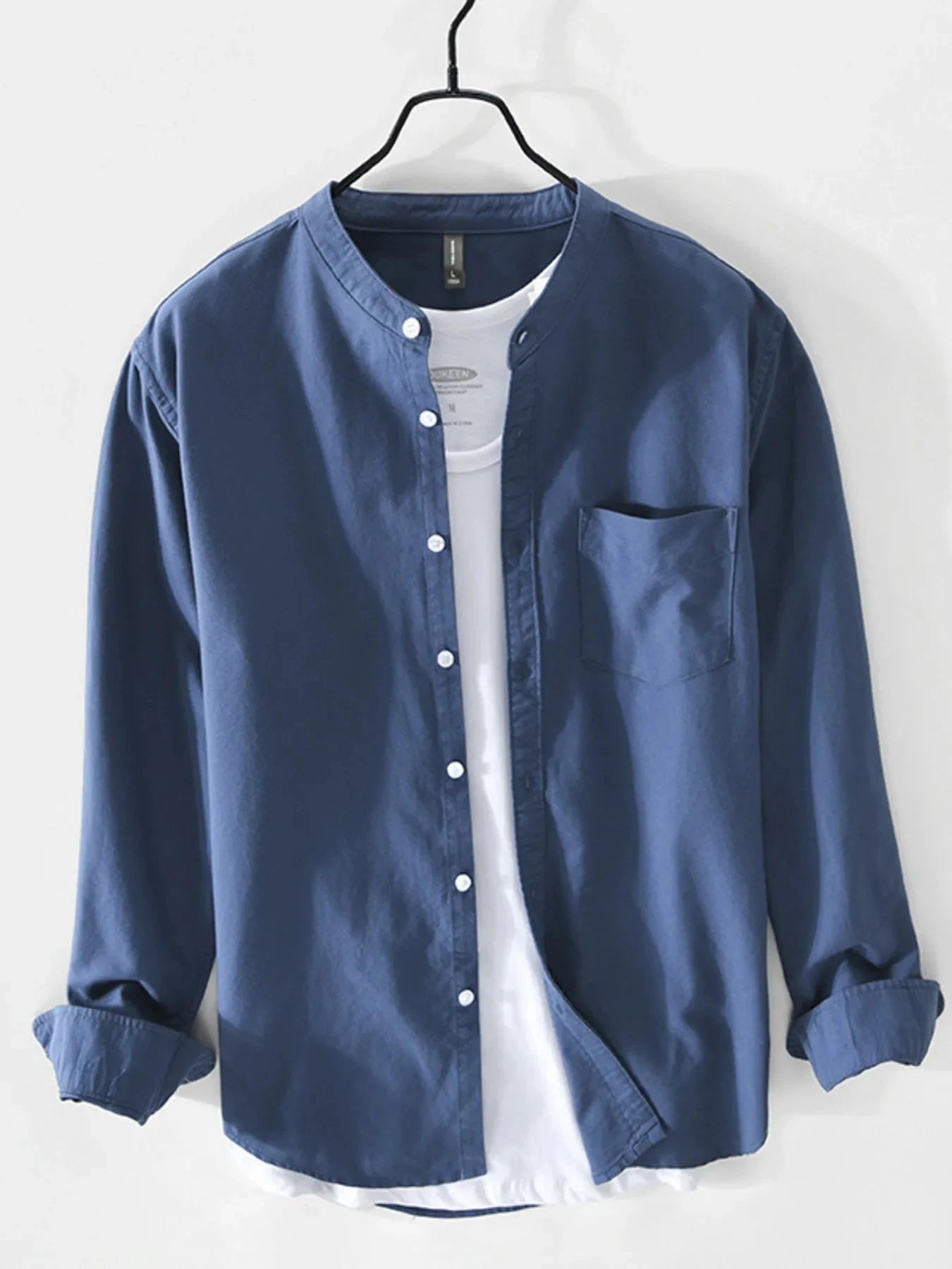 Men's Plus Size Button Up Long Sleeve Shirt Peacock Blue / M