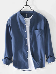 Men's Plus Size Button Up Long Sleeve Shirt Peacock Blue / M