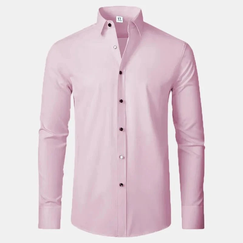 Men's Plus Size Button Up Long Sleeve Shirt Pink / M