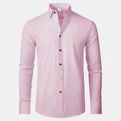 Men's Plus Size Button Up Long Sleeve Shirt Pink / M