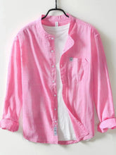 Men's Plus Size Button Up Long Sleeve Shirt Red / M