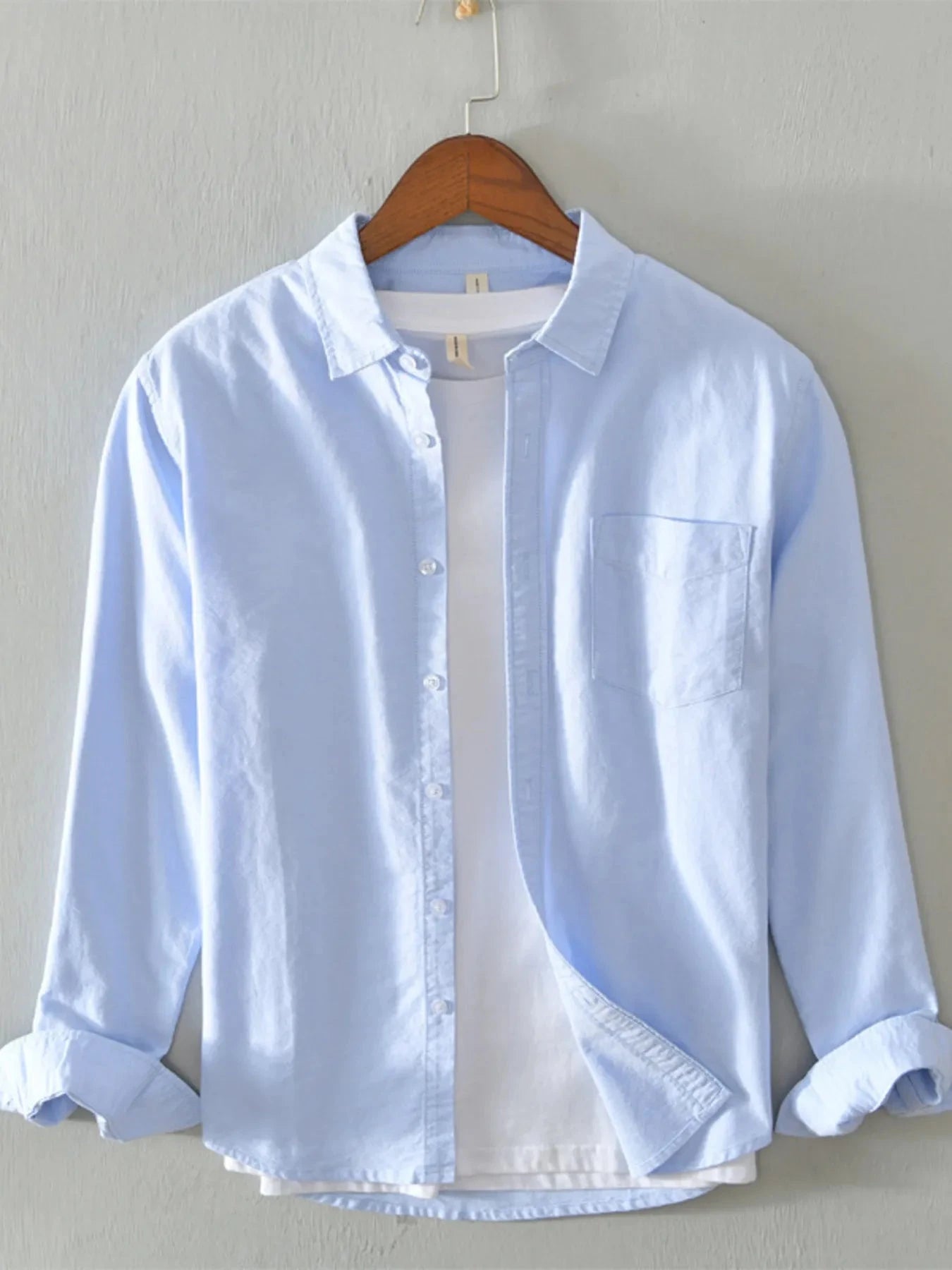 Men's Plus Size Button Up Long Sleeve Shirt Sky Blue / M