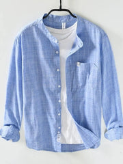 Men's Plus Size Button Up Long Sleeve Shirt Sky Blue / M