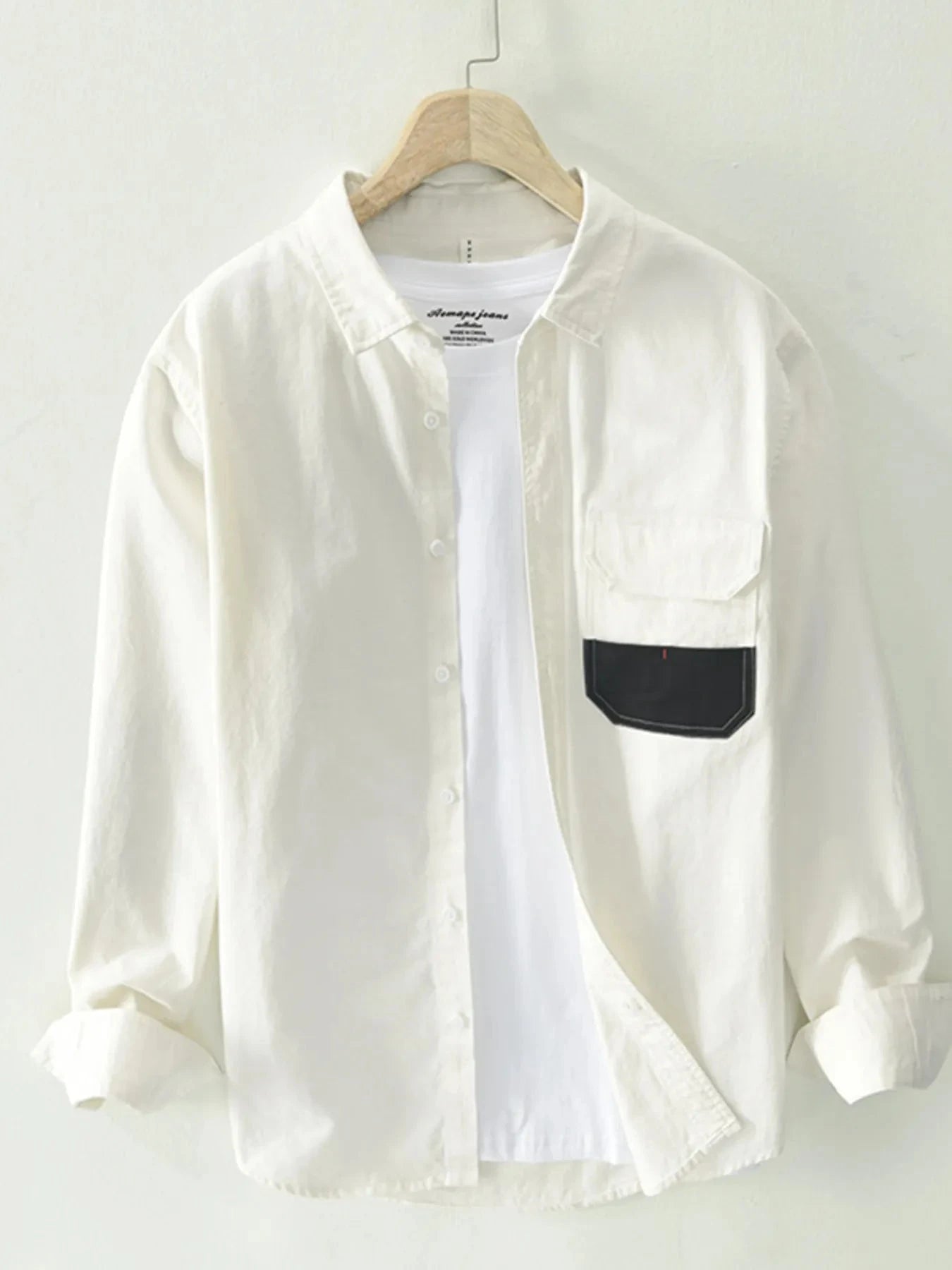 Men's Plus Size Button Up Long Sleeve Shirt White / M