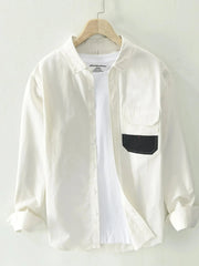 Men's Plus Size Button Up Long Sleeve Shirt White / M