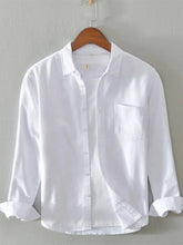 Men's Plus Size Button Up Long Sleeve Shirt White / M