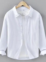 Men's Plus Size Button Up Long Sleeve Shirt White / M