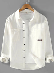 Men's Plus Size Button Up Long Sleeve Shirt White / M