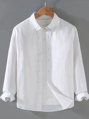 Men's Plus Size Button Up Long Sleeve Shirt White / M