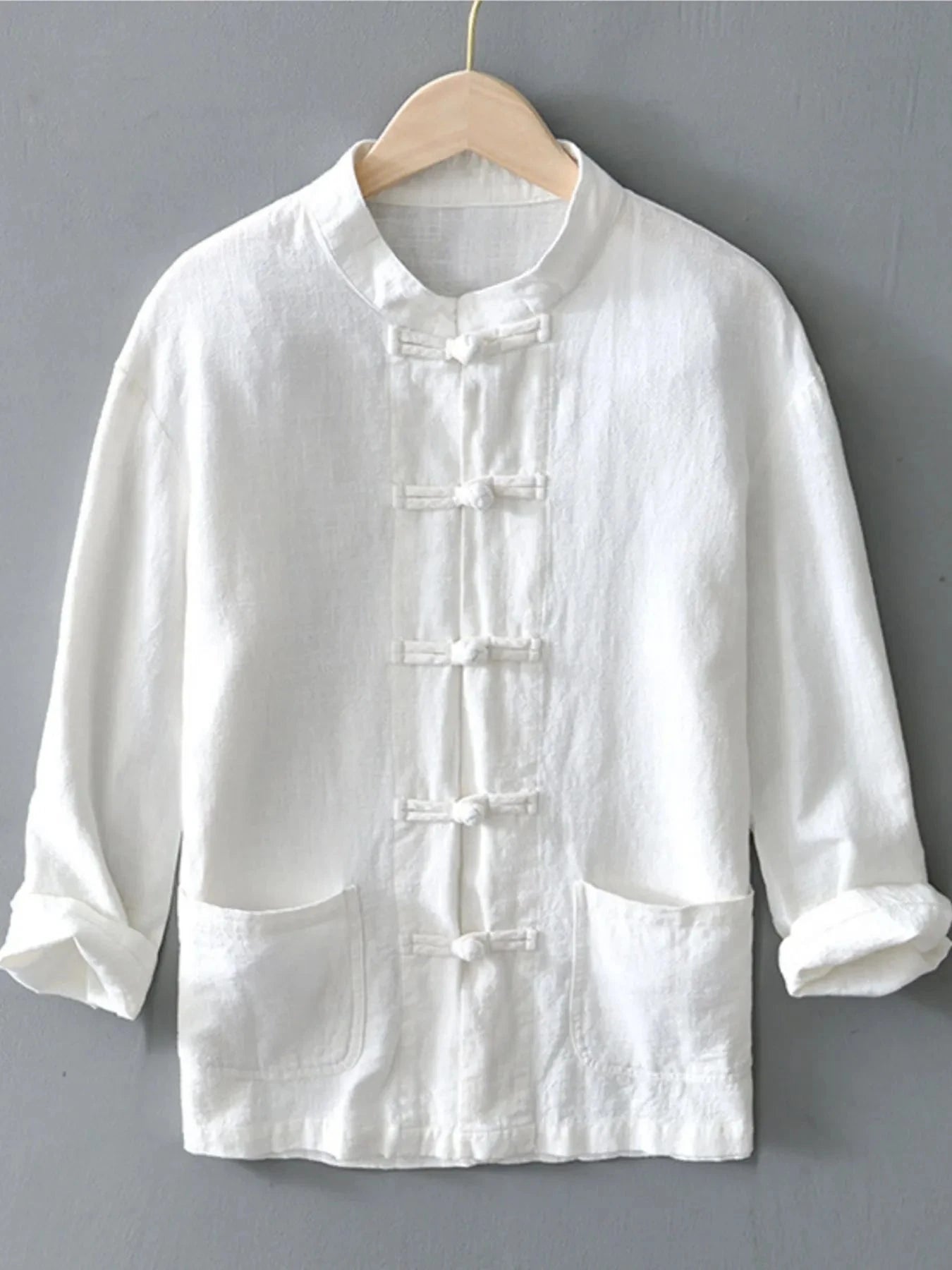 Men's Plus Size Button Up Long Sleeve Shirt White / M