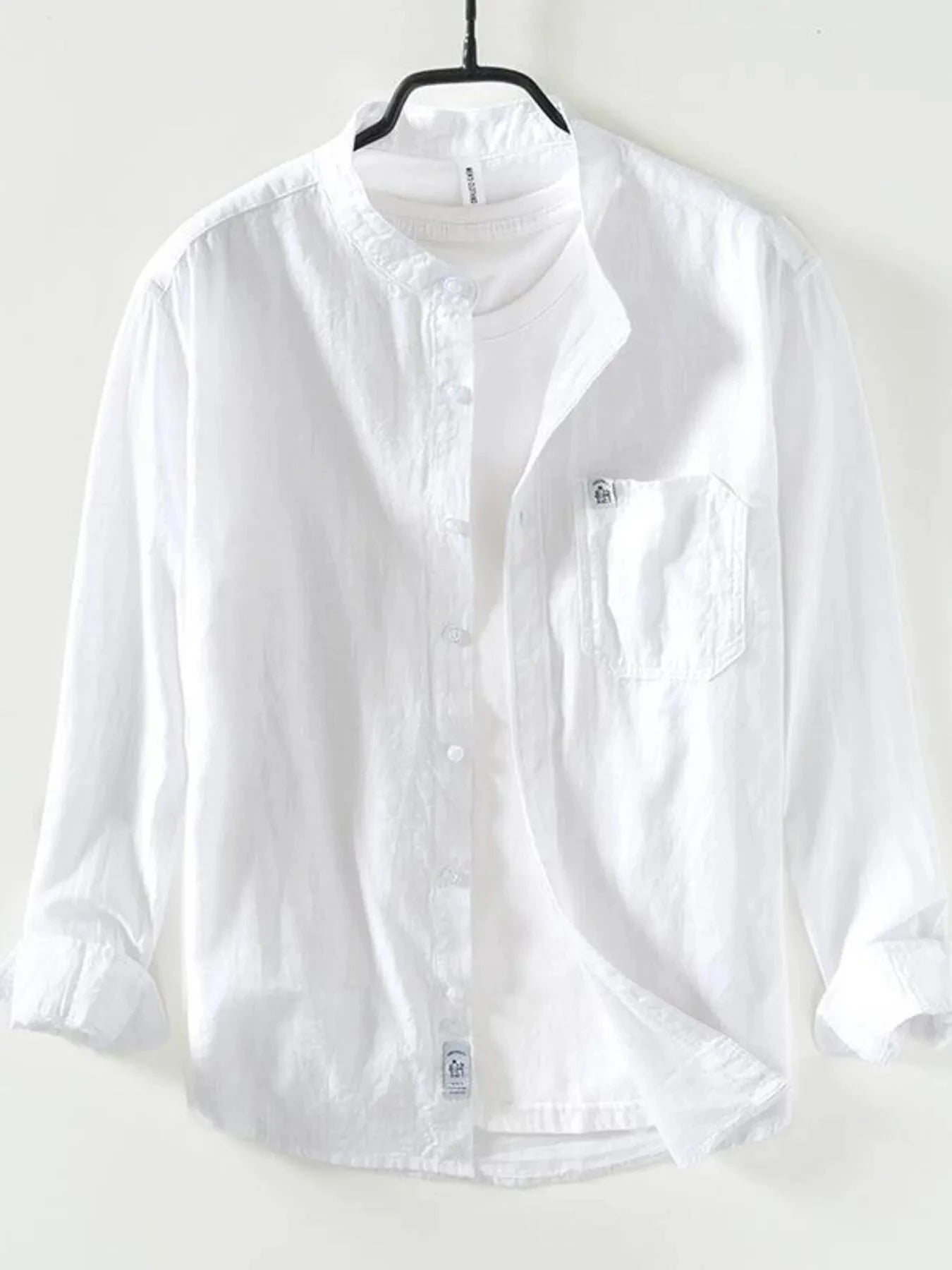 Men's Plus Size Button Up Long Sleeve Shirt White / M