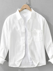 Men's Plus Size Button Up Long Sleeve Shirt White / M