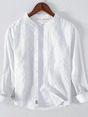 Men's Plus Size Button Up Long Sleeve Shirt White / M