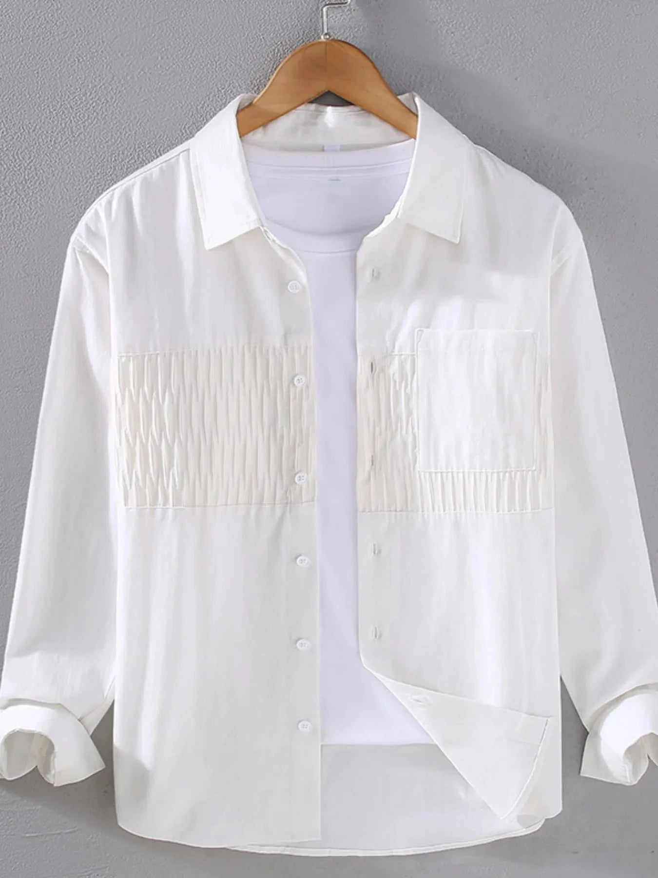 Men's Plus Size Button Up Long Sleeve Shirt White / M