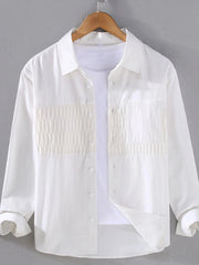 Men's Plus Size Button Up Long Sleeve Shirt White / M