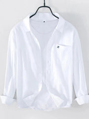 Men's Plus Size Button Up Long Sleeve Shirt White / M