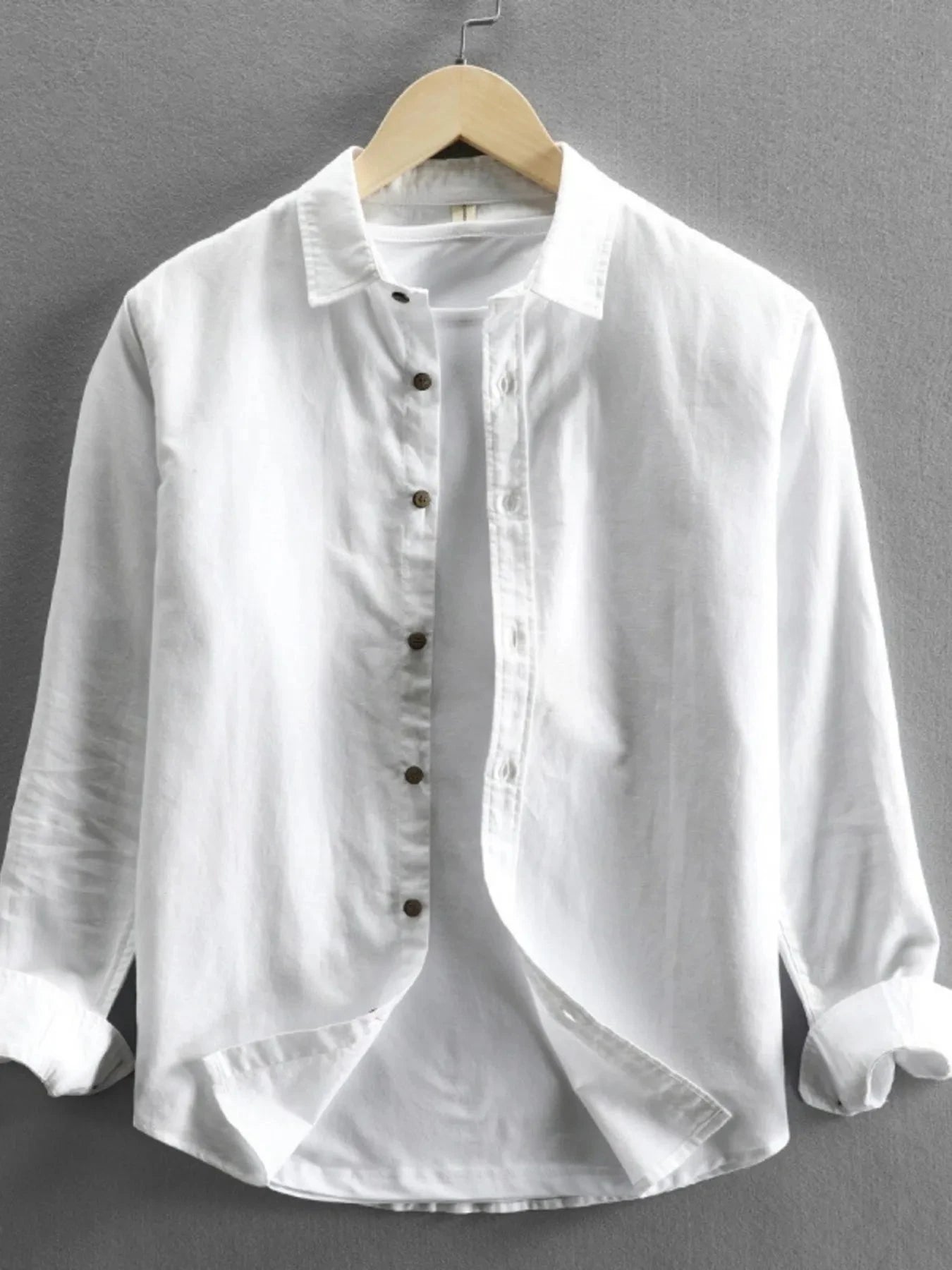 Men's Plus Size Button Up Long Sleeve Shirt White / M