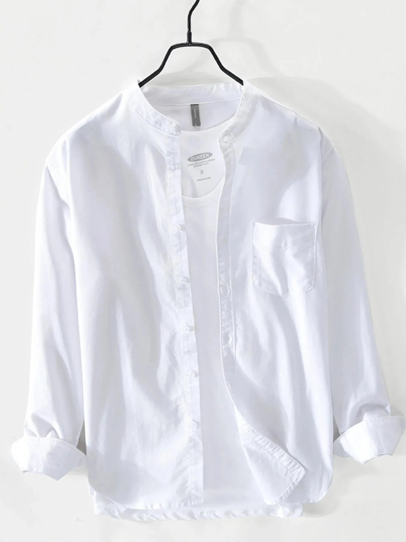 Men's Plus Size Button Up Long Sleeve Shirt White / M