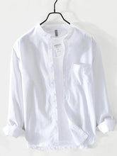 Men's Plus Size Button Up Long Sleeve Shirt White / M