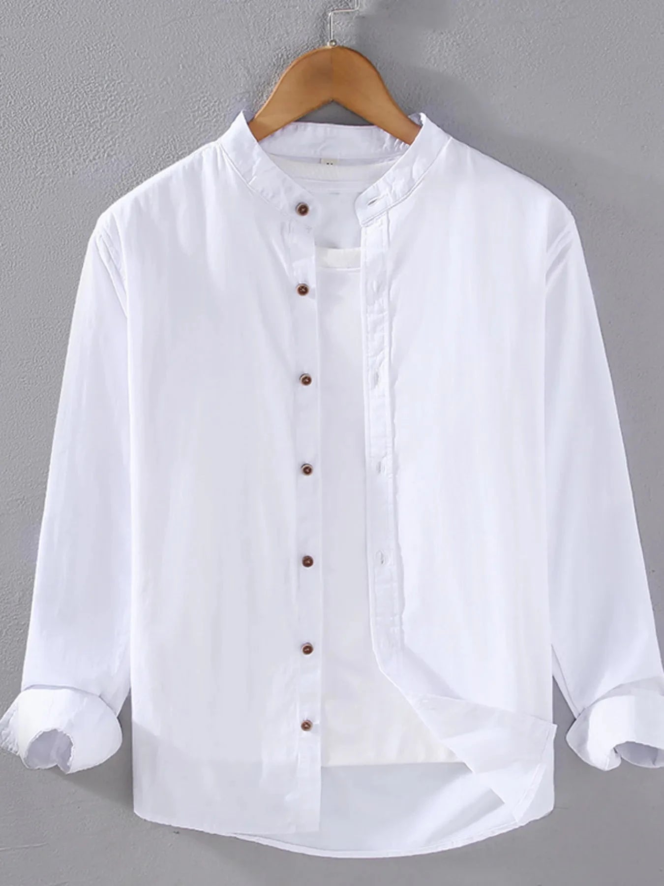 Men's Plus Size Button Up Long Sleeve Shirt White / M