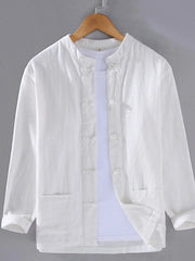Men's Plus Size Button Up Long Sleeve Shirt White / M