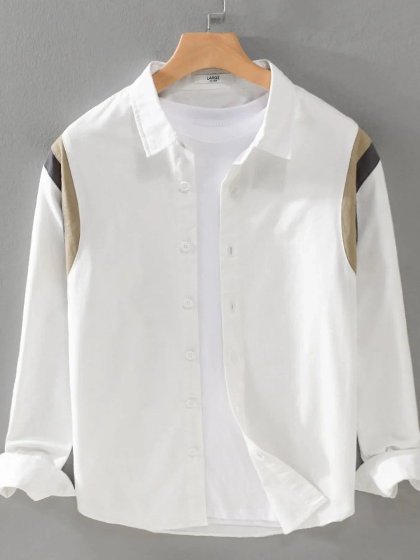 Men's Plus Size Button-Up Long Sleeve Shirt White / M