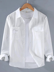 Men's Plus Size Button Up Long Sleeve Shirt White / M