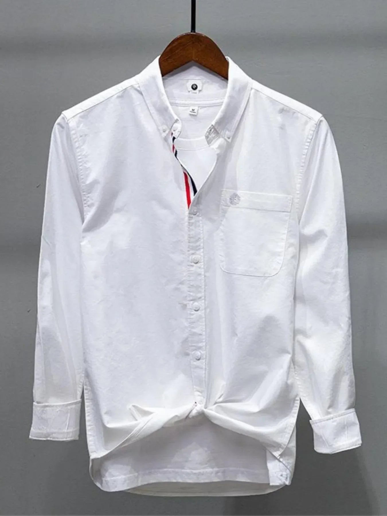 Men's Plus Size Button Up Long Sleeve Shirt White / M