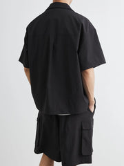 Men's Plus Size Button Up Short Sleeve Shirt and Shorts Set